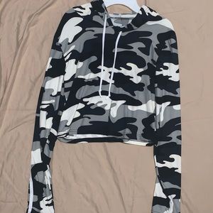 Black and White Camouflage Pullover Hoodie